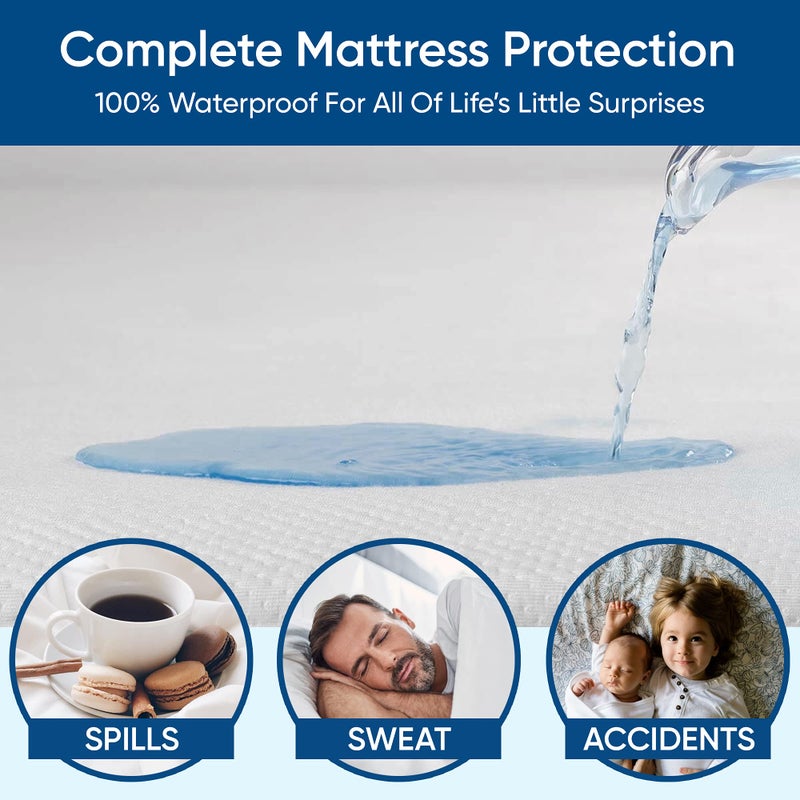 Sleepsteady Full Size Luxury Tencel Mattress Protector, 100% Waterproof, Ultra Soft, Naturally Cooling & Breathable, Deep Pocket Cover Up to 18" - Image 3